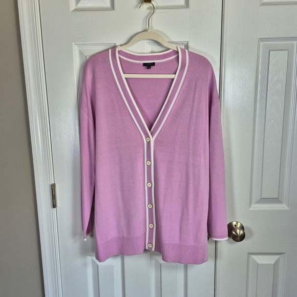 Talbots Sweaters - Talbots lavender button down long sleeve cardigan sweater womens large petite